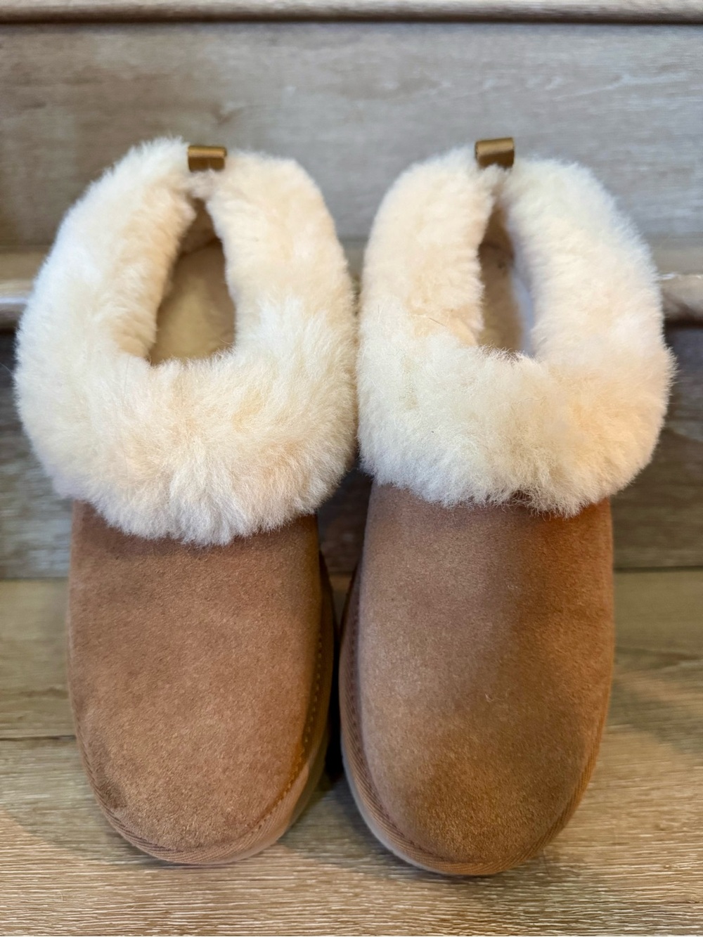 UGG Chestnut Suede Shearling Cuff Women's Slippers